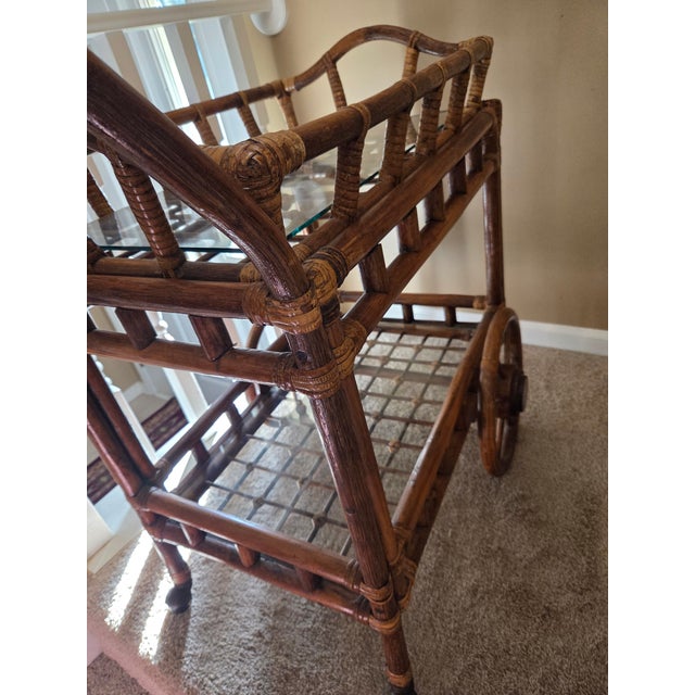 Bamboo Bar Cart Tea Cart Removable Top For Sale - Image 10 of 10
