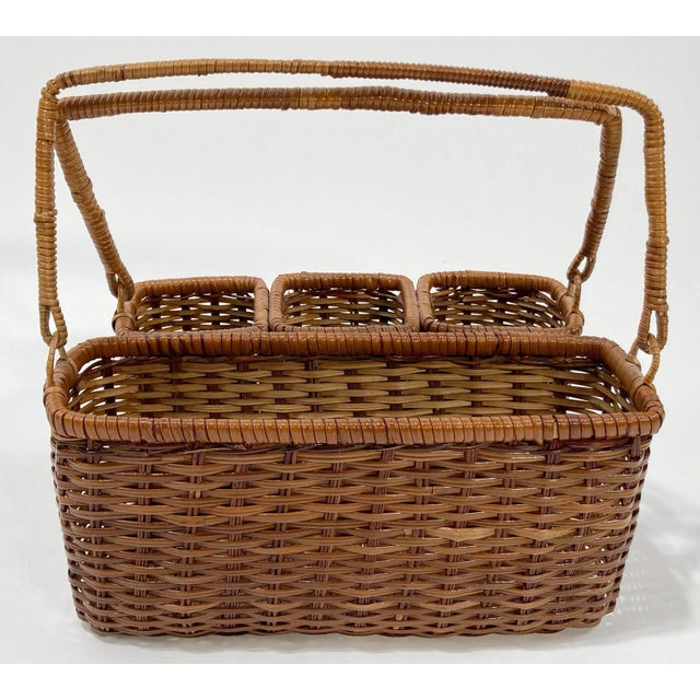 Wicker Flatware Holder W/ Napkin Caddy For Sale In Kansas City - Image 6 of 7