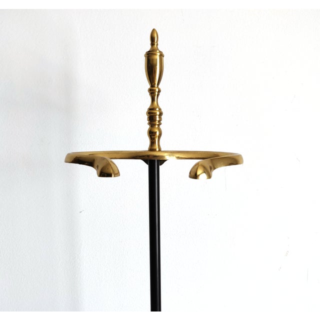 Brass Vintage Cast Iron and Brass Fireplace Tool Set and Stand For Sale - Image 8 of 9