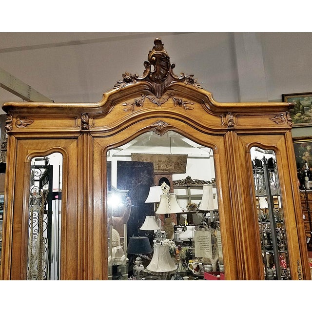 French Antique French Armoire, 3 Door Louis XV Style For Sale - Image 3 of 13