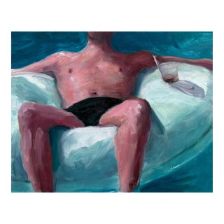 Floating in Palm Springs - Oil on Panel by Kory Alexander For Sale