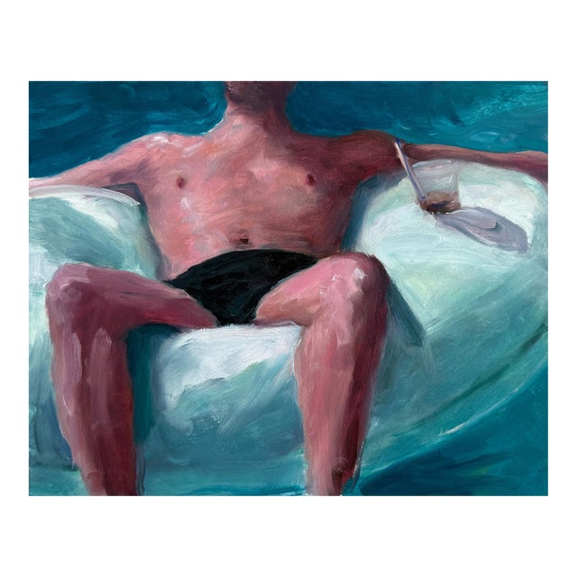 Floating in Palm Springs - Oil on Panel by Kory Alexander For Sale