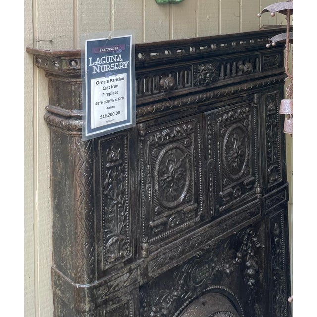 French Late 19th Century Parisian Ornate Cast Iron Fireplace For Sale - Image 3 of 3