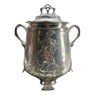 Art Nouveau Pewter Punch Bowl in the style of WMF, 1950s For Sale