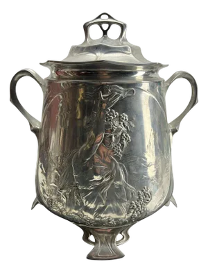 Art Nouveau Pewter Punch Bowl in the style of WMF, 1950s