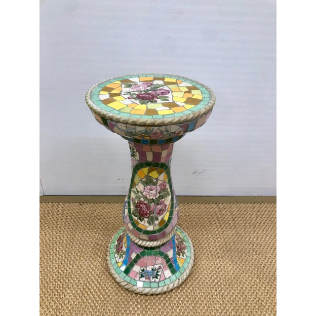 Sculpture Materials Vintage Artistic Mosaic Colorful Plant Stand or Pedestal Column For Sale - Image 7 of 7