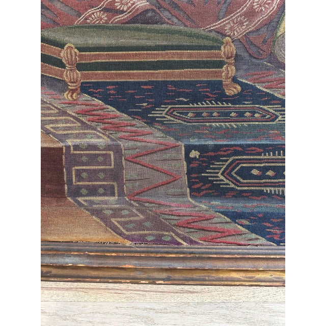Antique Handcrafted needlepoint depicting a classical romanticized Orientalist For Sale - Image 11 of 18