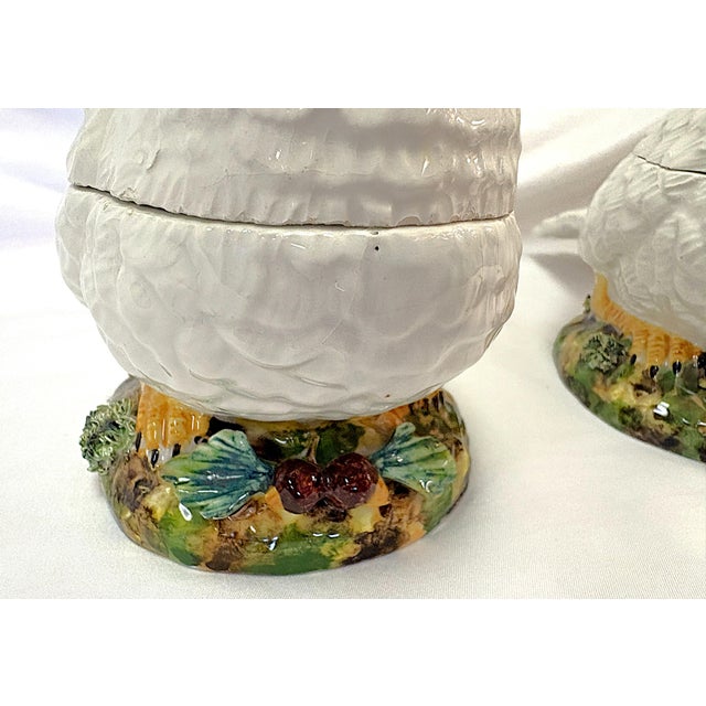 Mid 20th Century Vintage Italian Porcelain Turtle Dove Boxes- A Pair For Sale - Image 5 of 17