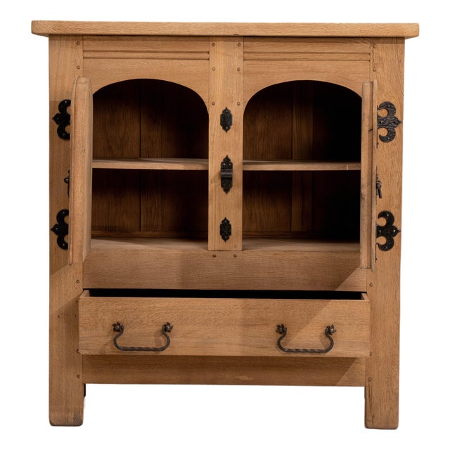 Oak Brutalist Buffet, Antique, France, Circa 1970 For Sale