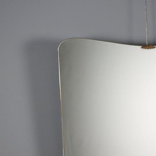 Vintage Mirror with Brass Details, 1960s For Sale - Image 3 of 12