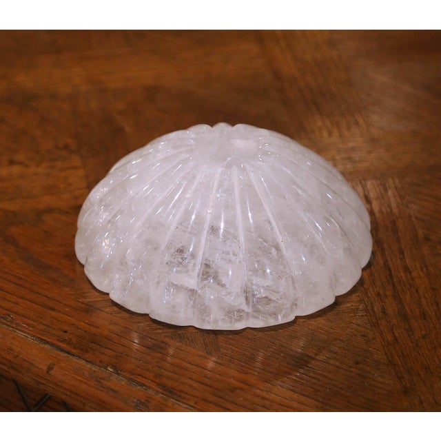 Early 21st Century Hand-Carved Rock Crystal Bowl Vide-Poche From Brazil With Scalloped Design For Sale - Image 5 of 5
