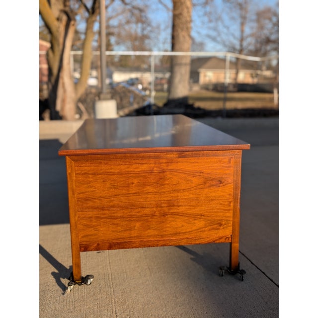 Wood 1950s Walnut and Cane Executive Desk by Edward Wormley for Dunbar Furniture For Sale - Image 7 of 17
