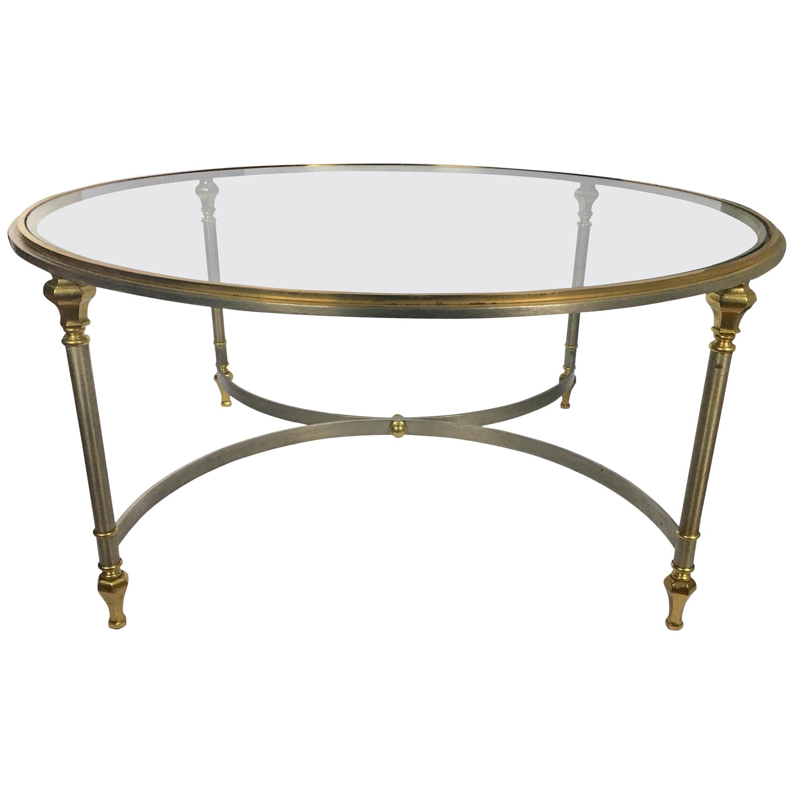 Italian MidCentury Modern Round Brass and Steel Coffee Table Chairish