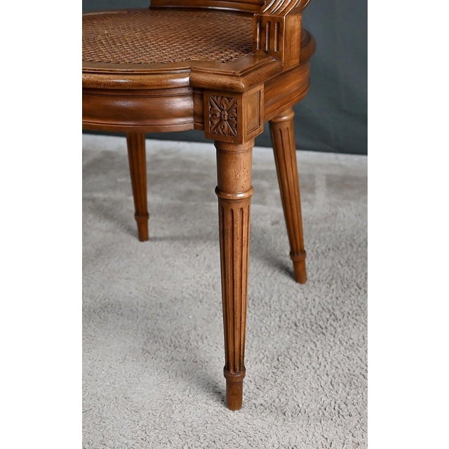 Small Late 19th Century Louis XVI Style Walnut Office Chair For Sale - Image 16 of 18