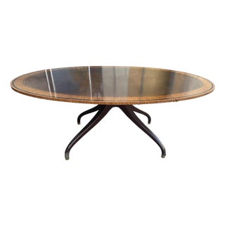 Late 20th Century - Baker Furniture Stately Homes Sheraton Oval Banded Walnut and Birdseye Maple Dining Table - Extraordinary Piece From Grand Rapids For Sale