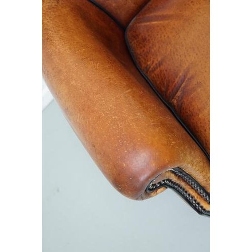 Vintage Dutch Cognac Club Chair in Leather For Sale - Image 11 of 18