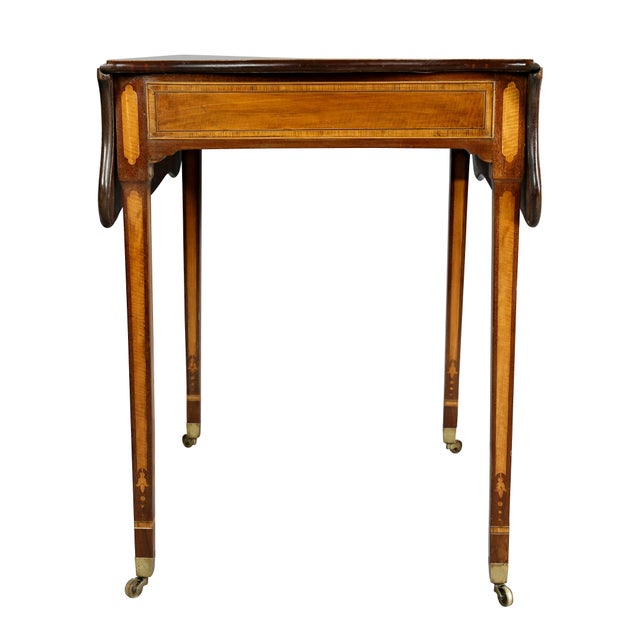 George III Satinwood and Mahogany Pembroke Table For Sale - Image 9 of 10