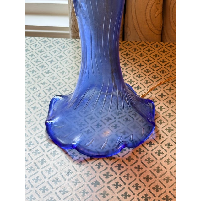 Donghia Late 20th Century Italian Cobalt Blue Sirena Table Lamps by John Hutton for Donghia - Pair For Sale - Image 4 of 11