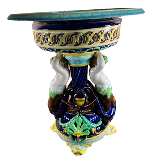 Large Centerpiece in Sarreguemines Slip, 19th Century
