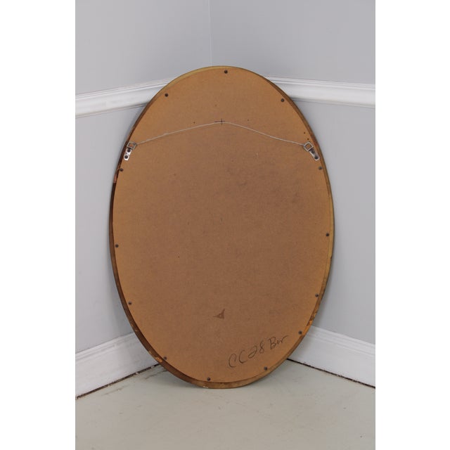 Oval Gold Framed Beveled Glass Wall Mirror For Sale - Image 11 of 11