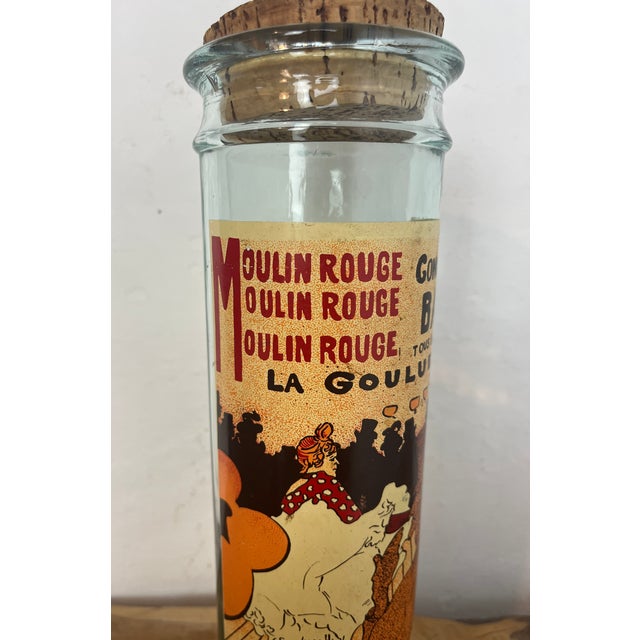 Vintage French Art Nouveau Style Pasta Jar with Moulin Rouge by Henri de Toulouse-Lautrec Motif, 1960s For Sale - Image 11 of 14