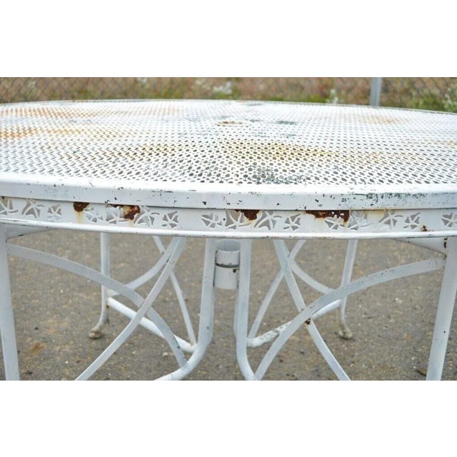 Metal Vintage Wrought Iron Salterini Style Garden Patio Dining Table & 4 Chairs, Attributed For Sale - Image 7 of 12