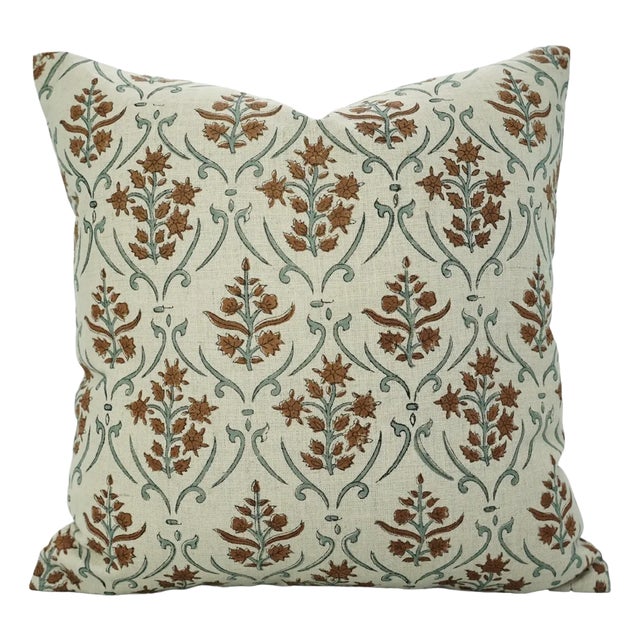 Fabdivine Artisan Block Print Throw Pillow Cover 12x20 Inch Pure Linen-Vishal Pushp For Sale