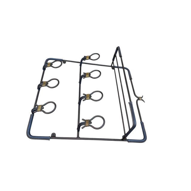 Vintage Stitched Leather Coat Rack by Jacques Adnet, 1950s For Sale - Image 6 of 11