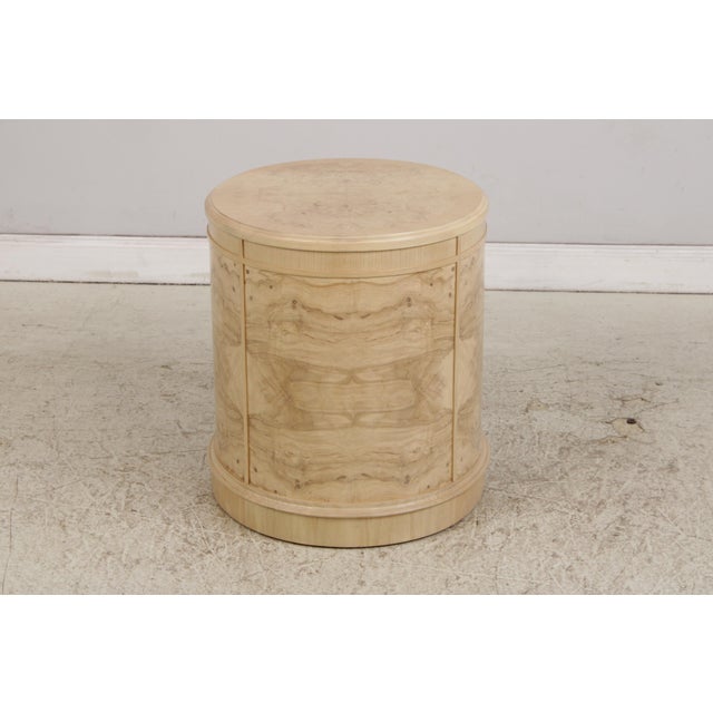 Pair of Drexel Heritage Burl Ash Oval End Tables For Sale - Image 12 of 14