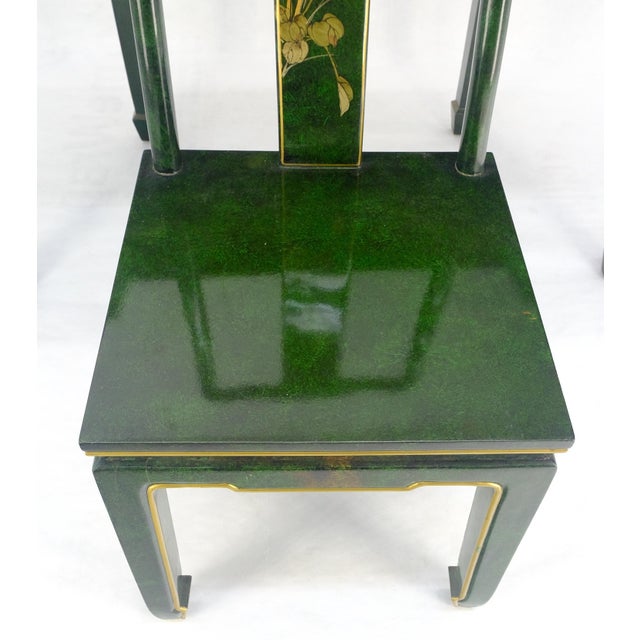 Wood Emerald Green Lacquer Chinoiserie Desk Writing Table Console & Chair MINT For Sale - Image 7 of 18