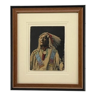 Chief High Bear Sioux Antique Plantium Photograph For Sale