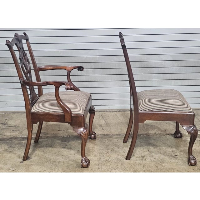 Vintage Set of 6 Stickley Chippendale Mahogany Carved Dining Chairs Claw & Ball Feet For Sale - Image 11 of 16
