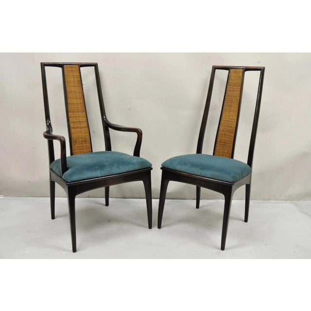 Vintage John Stuart Cane Back Mid Century Modern Asian Style Dining Chairs - Set of 10. Listing includes (2) armchairs,...