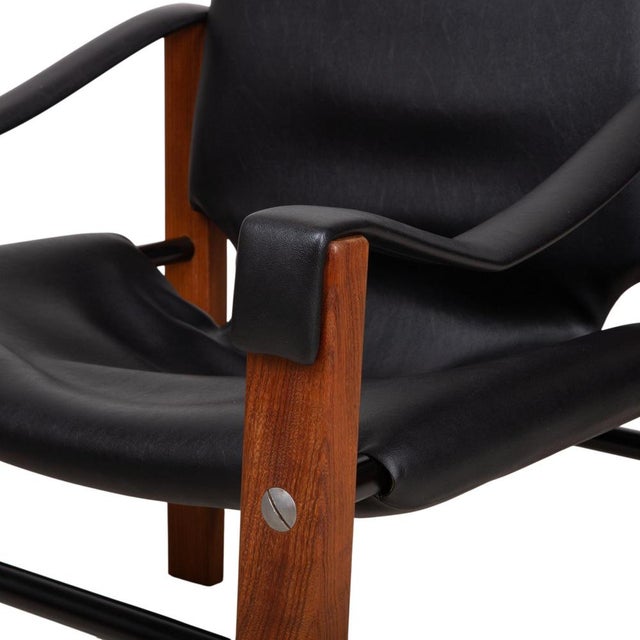 Vintage Leather and Wood Safari Armchairs by Maurice Burke for Arkana, Set of 2 For Sale - Image 4 of 14