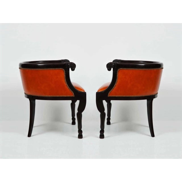 Modern Impressive Neoclassical Style Lacquered Ram's Head Armchairs - A Pair For Sale - Image 3 of 8