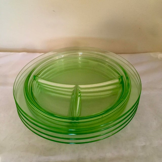 Vintage Green Depression Glass Plates Set of 4 Chairish