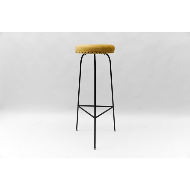 Black Mid-Century Modern Minimalistic String Bar Stools, 1950s, Set of 3 For Sale - Image 8 of 18