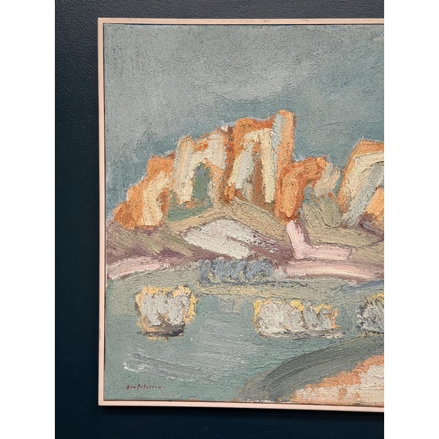 Original swedish oil on canvas – “landscape, arizona usa” by bia peterson – signed – vintage & framed – 83 × 61 cm (32.7"...