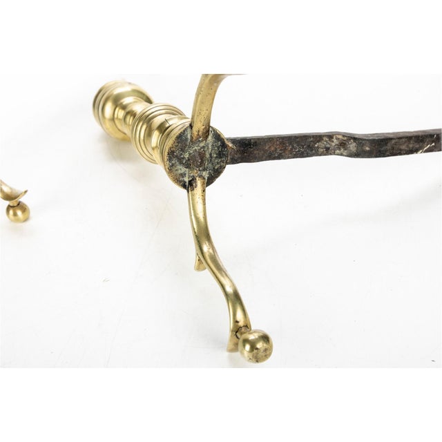 18th Century Ribbed Brass Andirons—A Pair For Sale In New York - Image 6 of 6