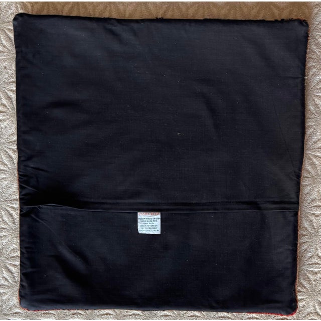 Textile Handmade Turkish Wool Rug Floor Cushion, 28”x28” For Sale - Image 7 of 8