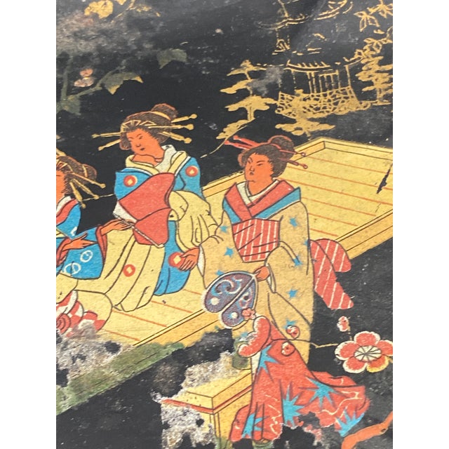 Paper Antique French Napoleon III Papier-Mâché Tray, 1800s For Sale - Image 7 of 18