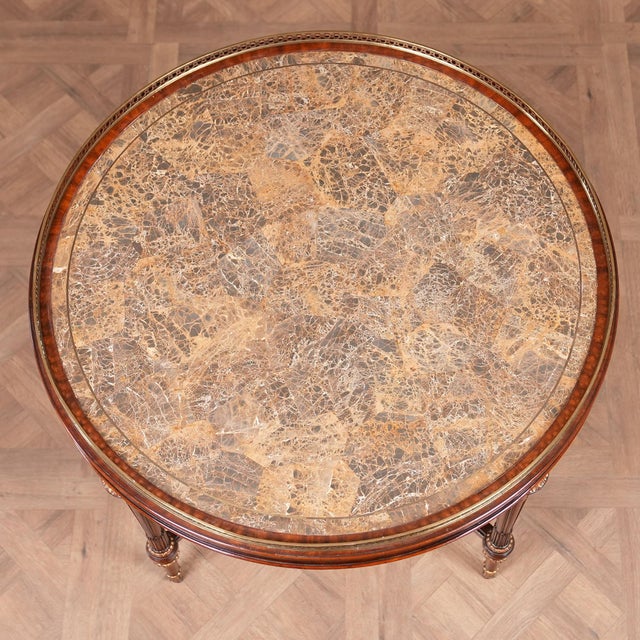 Brown 1990s Vintage Marble Top Center Table For Sale - Image 8 of 12
