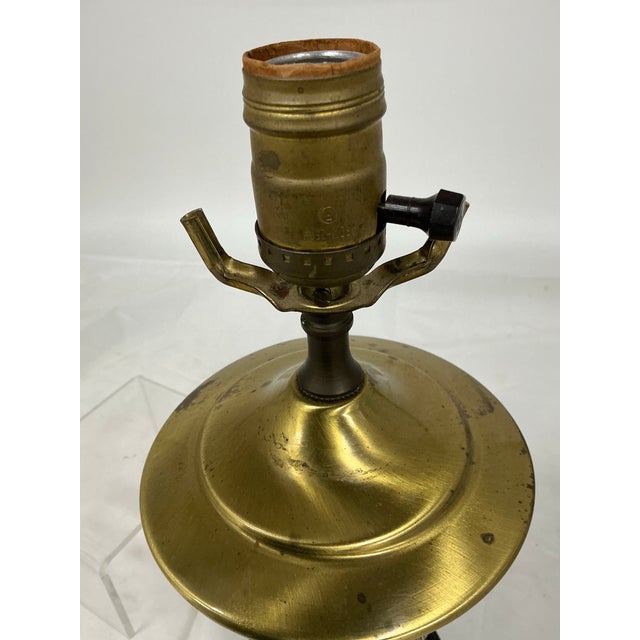 Petite Vintage Asian Brass Dragon Motif Lamp For Sale - Image 9 of 11
