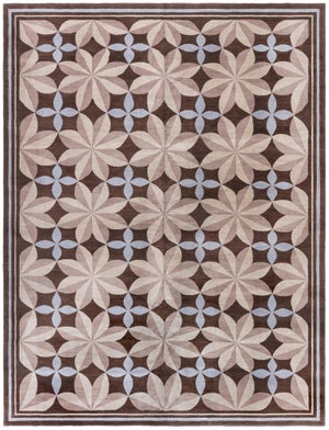 "Pinwheel" Contemporary Bessarabian Floral Pale Sand Rug by Doris Leslie Blau