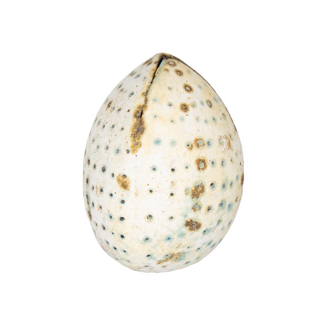 A studio pottery sculpture by the English artist Alan Wallwork (1931-2019). The sculpture has a distinctive egg-shape with...