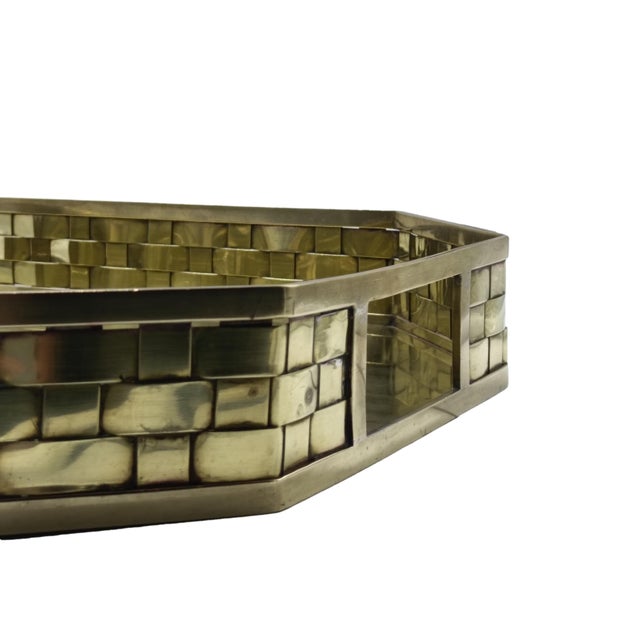Octagonal Brass Serving Tray, Italy, 1970s For Sale - Image 6 of 8