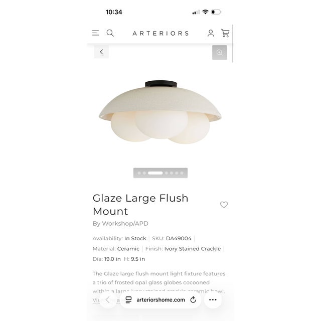 Mid-Century Modern Arteriors Glaze Flushmount For Sale - Image 3 of 5