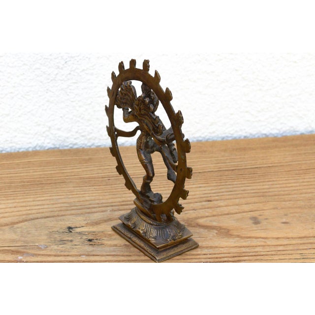 Metal Burnished Brass Miniature Nataraja Deity For Sale - Image 7 of 9