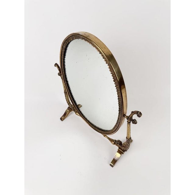 Mid-Century Italian Neoclassical Oval Cast Brass Vanity Mirror, 1950s For Sale - Image 11 of 18