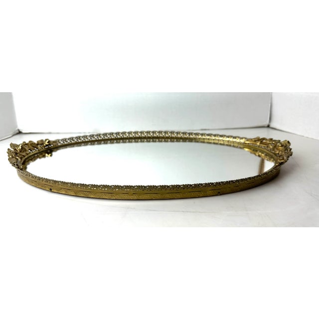 1960s Hollywood Regency Goldtone Oval Dresser Mirror For Sale In Detroit - Image 6 of 6